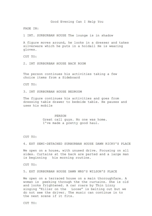 Good Evening Can I Help You sample page